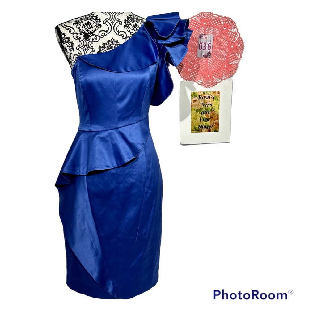 Jessica Simpson NWT Royal Blue Ruffled One-Shoulder Dress Size 8